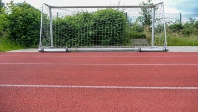 Pista de sport cu tartan turnat